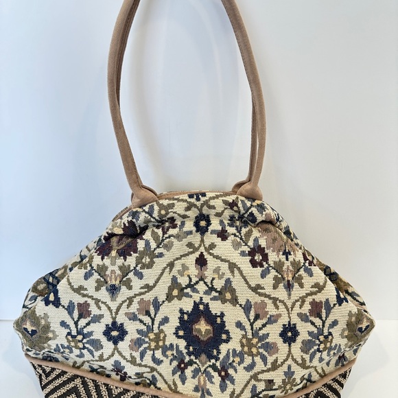 Atenti Betty Origins Doctor Bag Purse Neutral Colors Damask Tapestry Embroidery - Picture 8 of 13